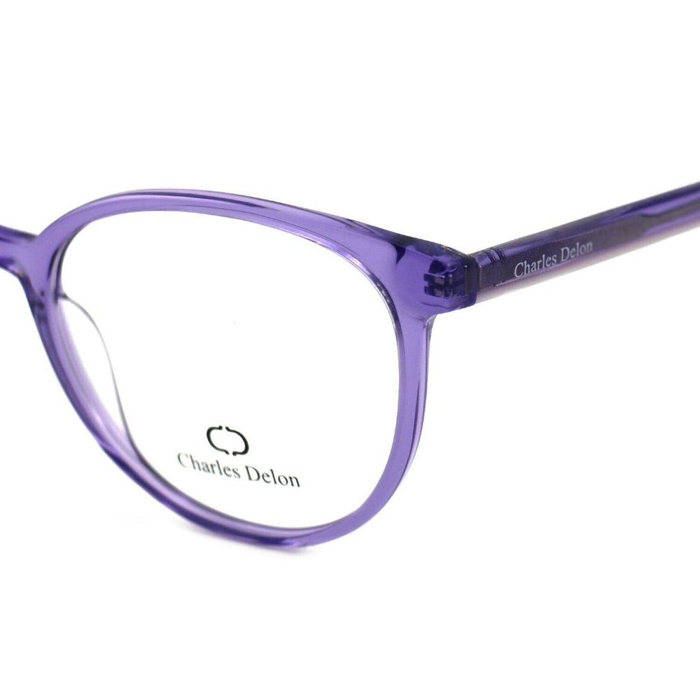 Charles Delon Rectangle Women Purple Plastic Frame - Picture 4 of 6
